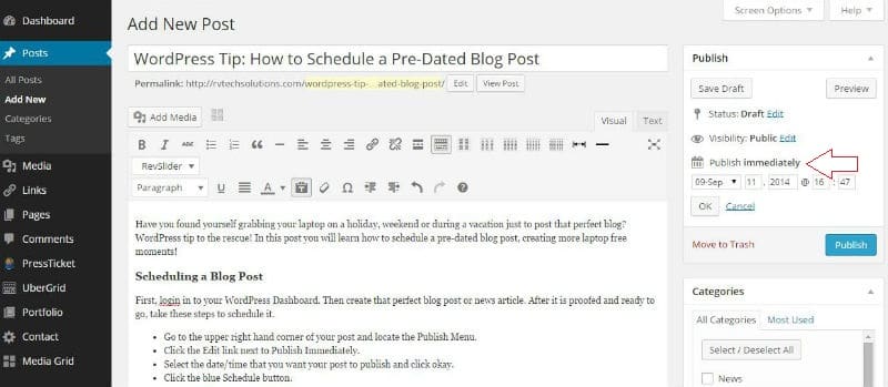 Scheduling a Post