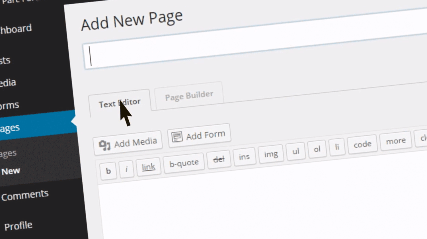 Page Builder on WordPress Page