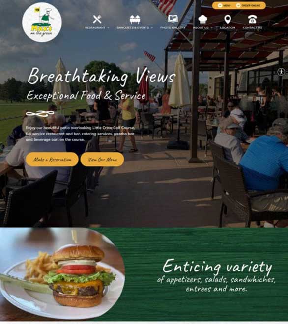 Max's on the Green Website Mockup