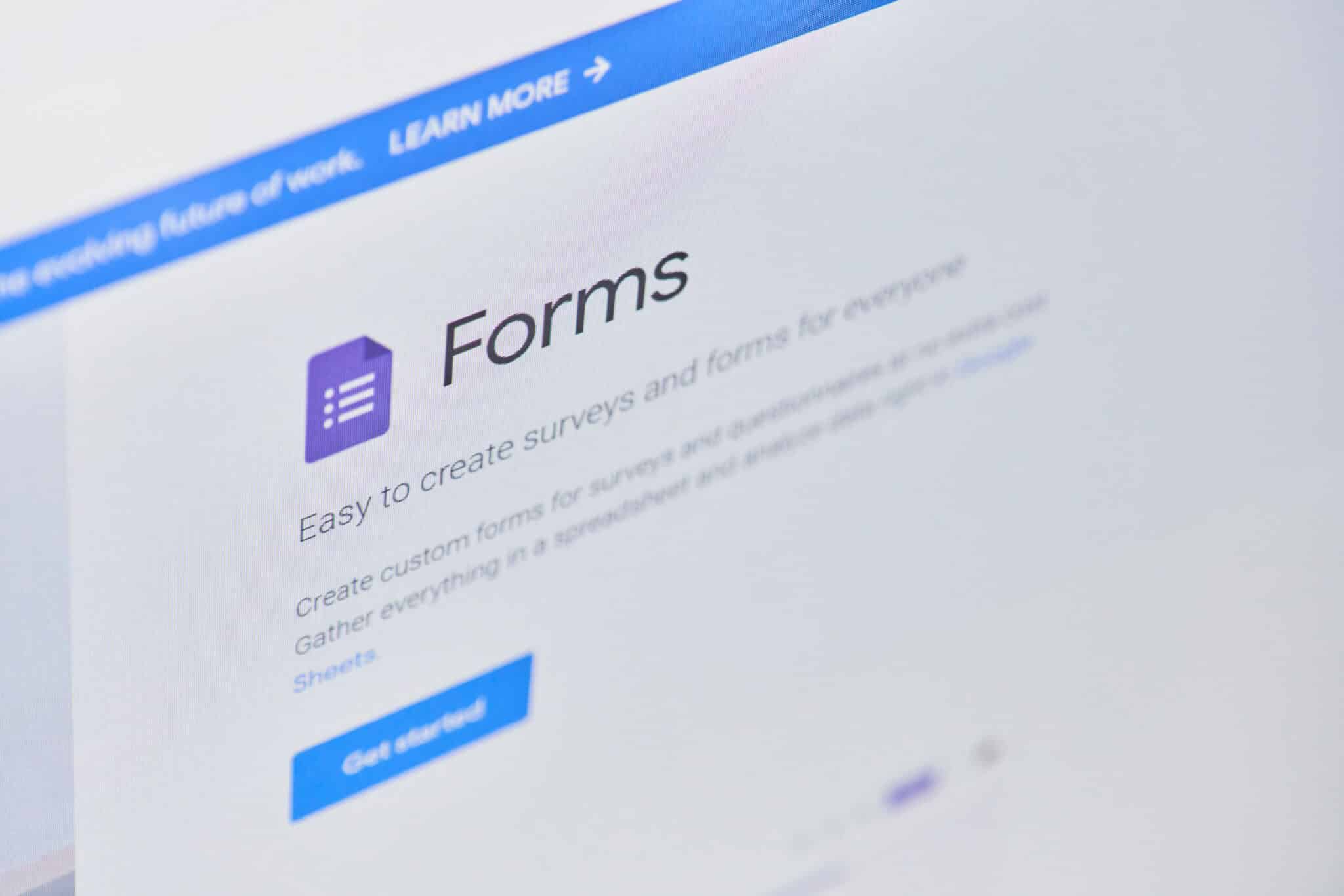 Google Forms Web Page On Computer Monitor