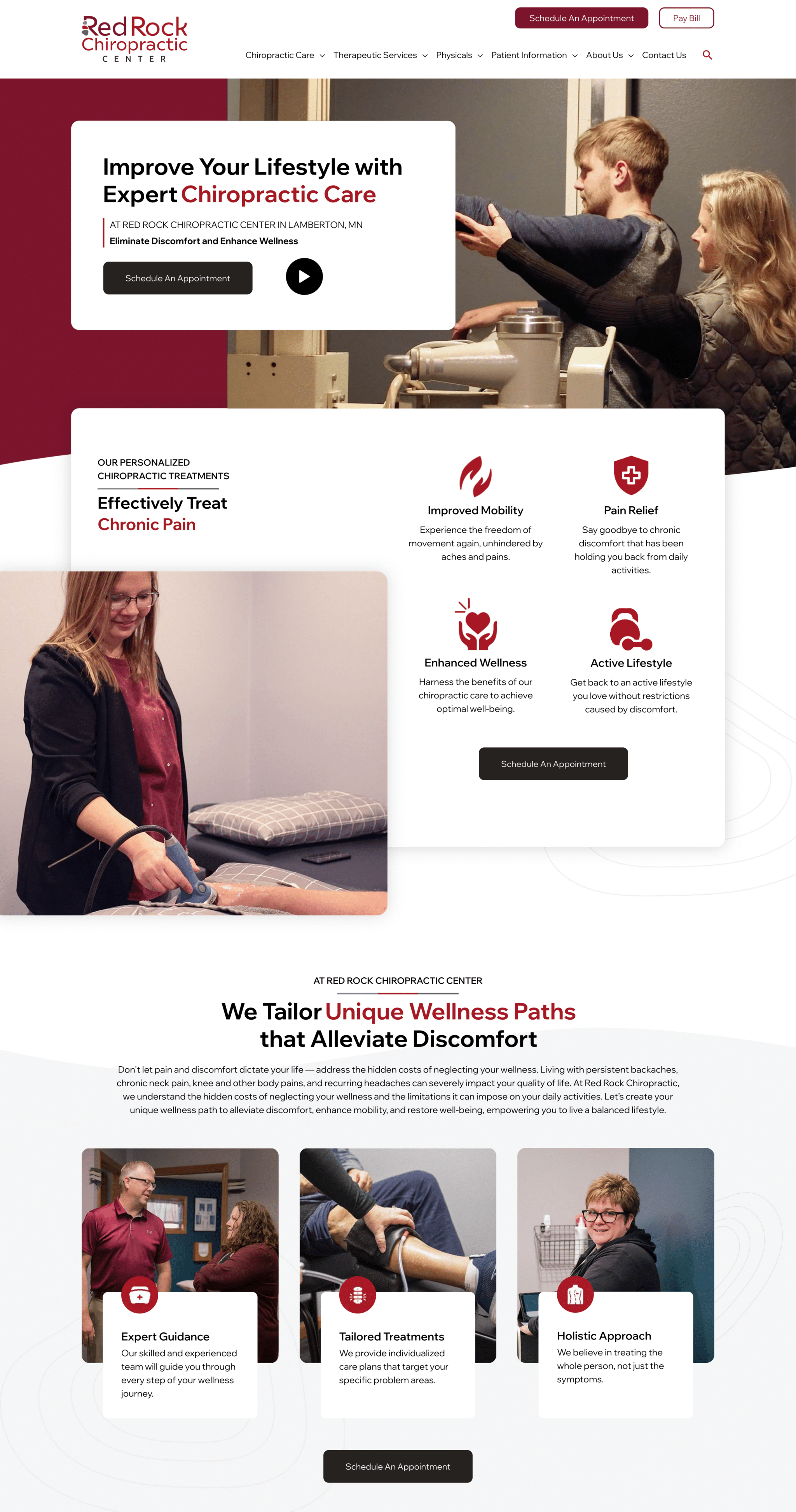 red rock chiropractic center website homepage