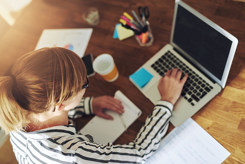 business woman working on laptop