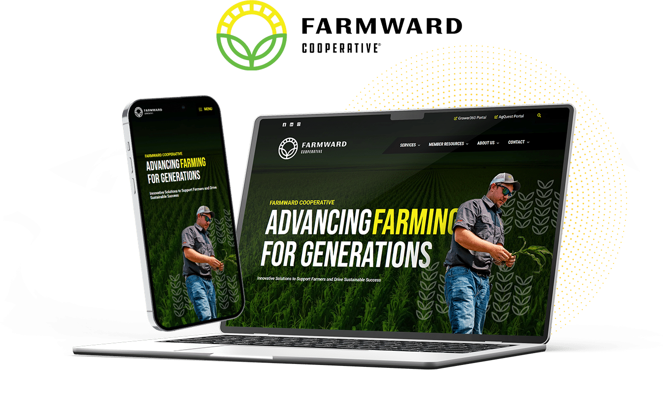 farmward website mockup laptop and mobile