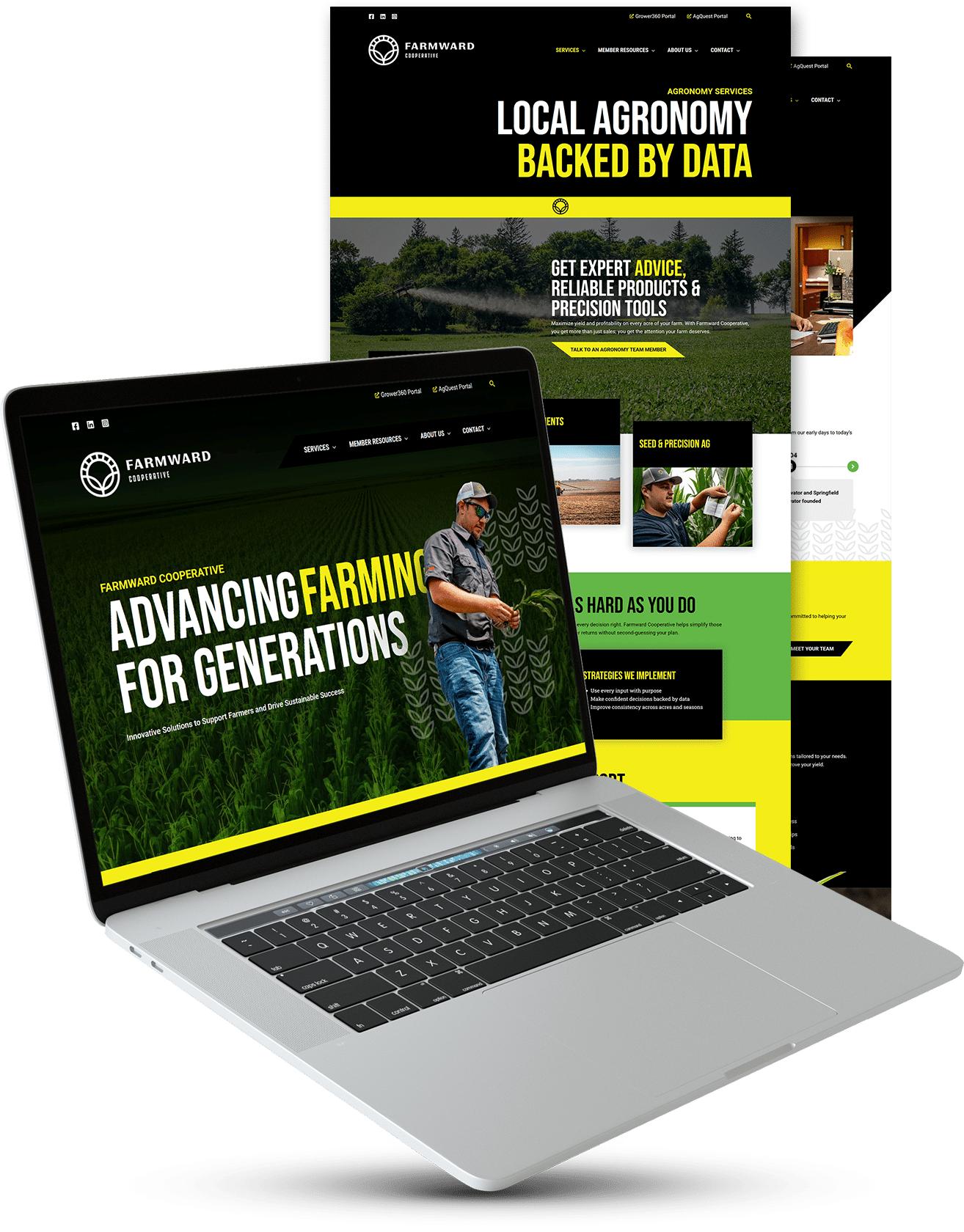 farmward website mockup laptop