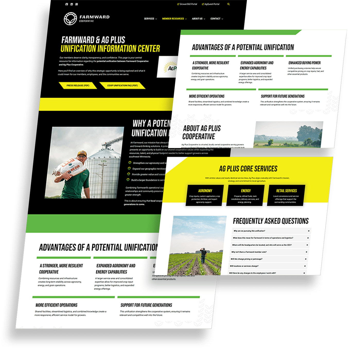 farmward website mockup pages