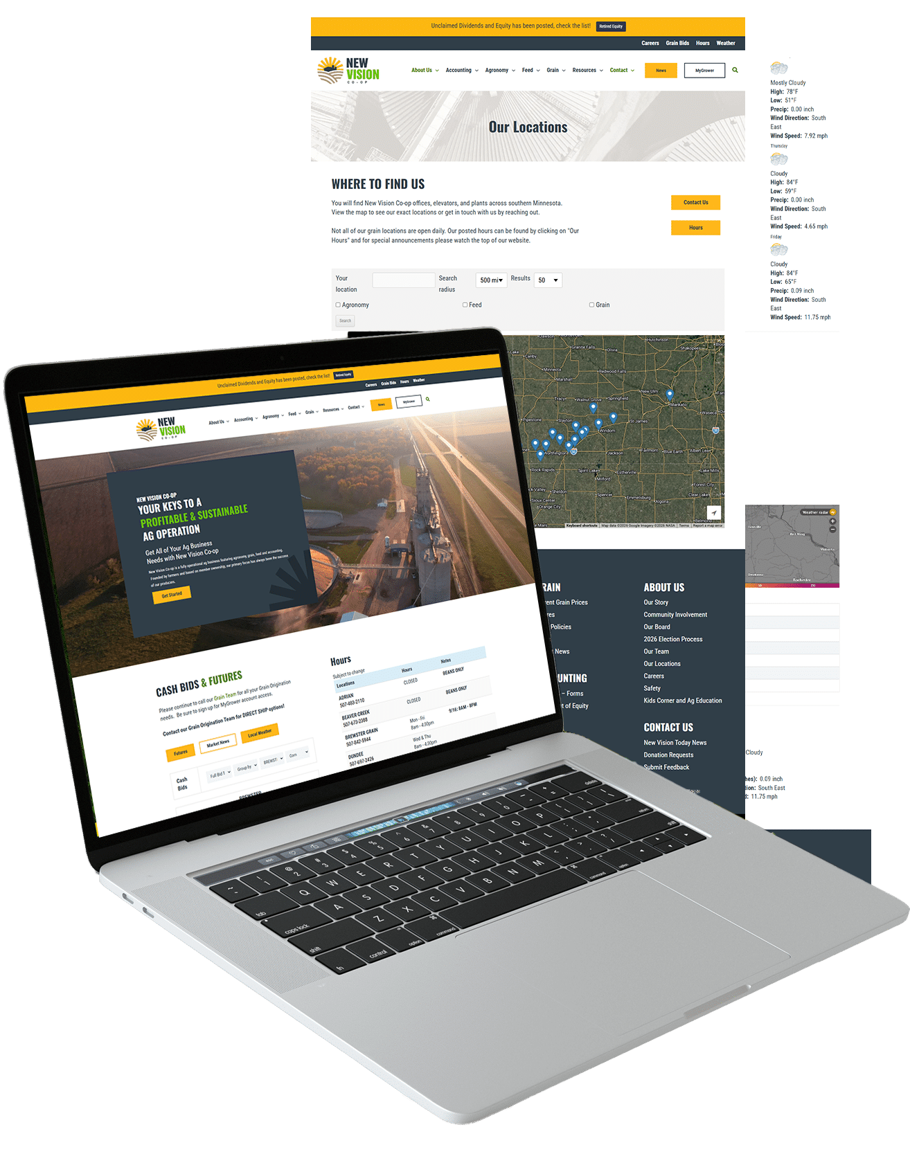 new vision co up laptop with website pages mockup