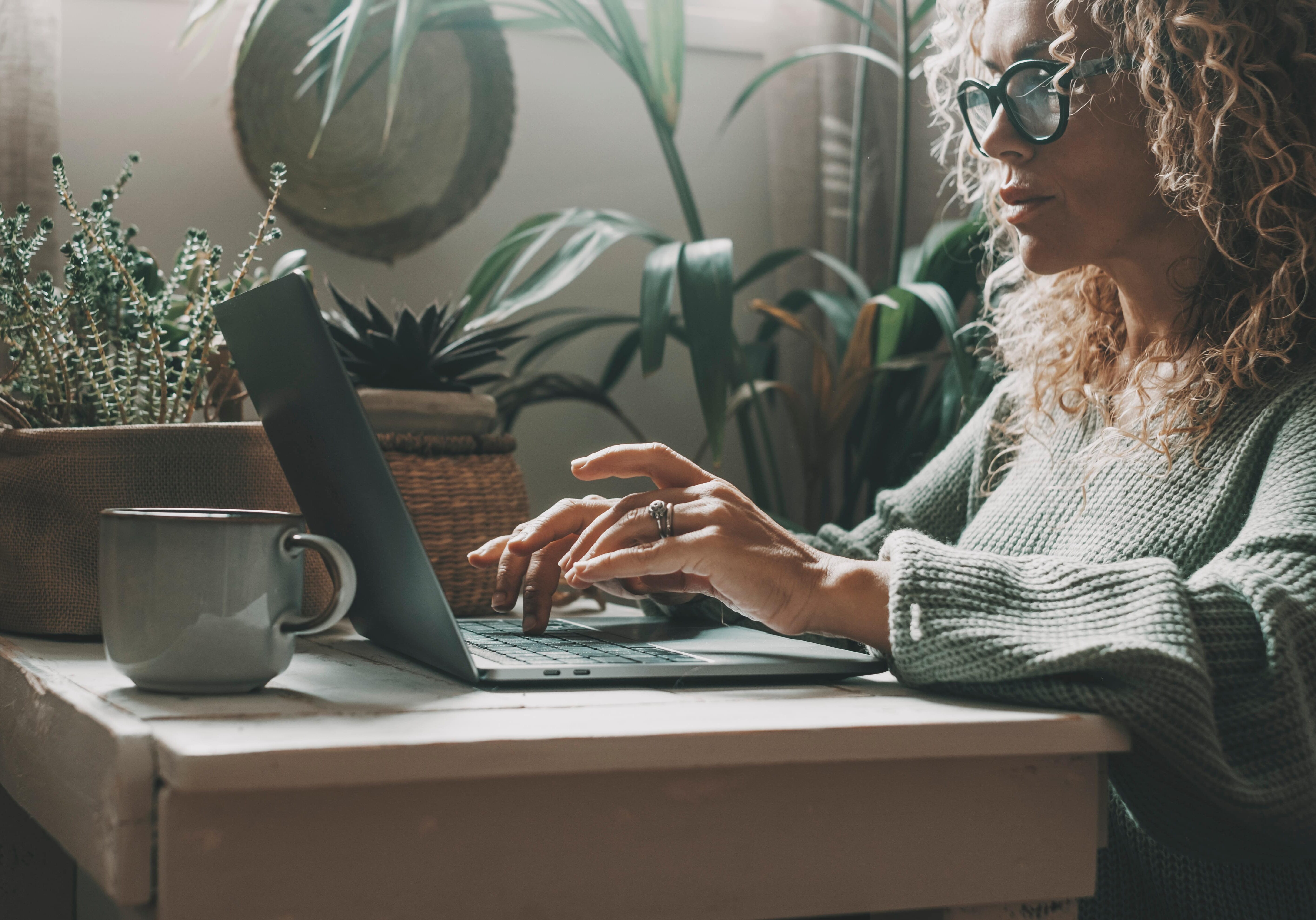 Woman Visiting a Business Website