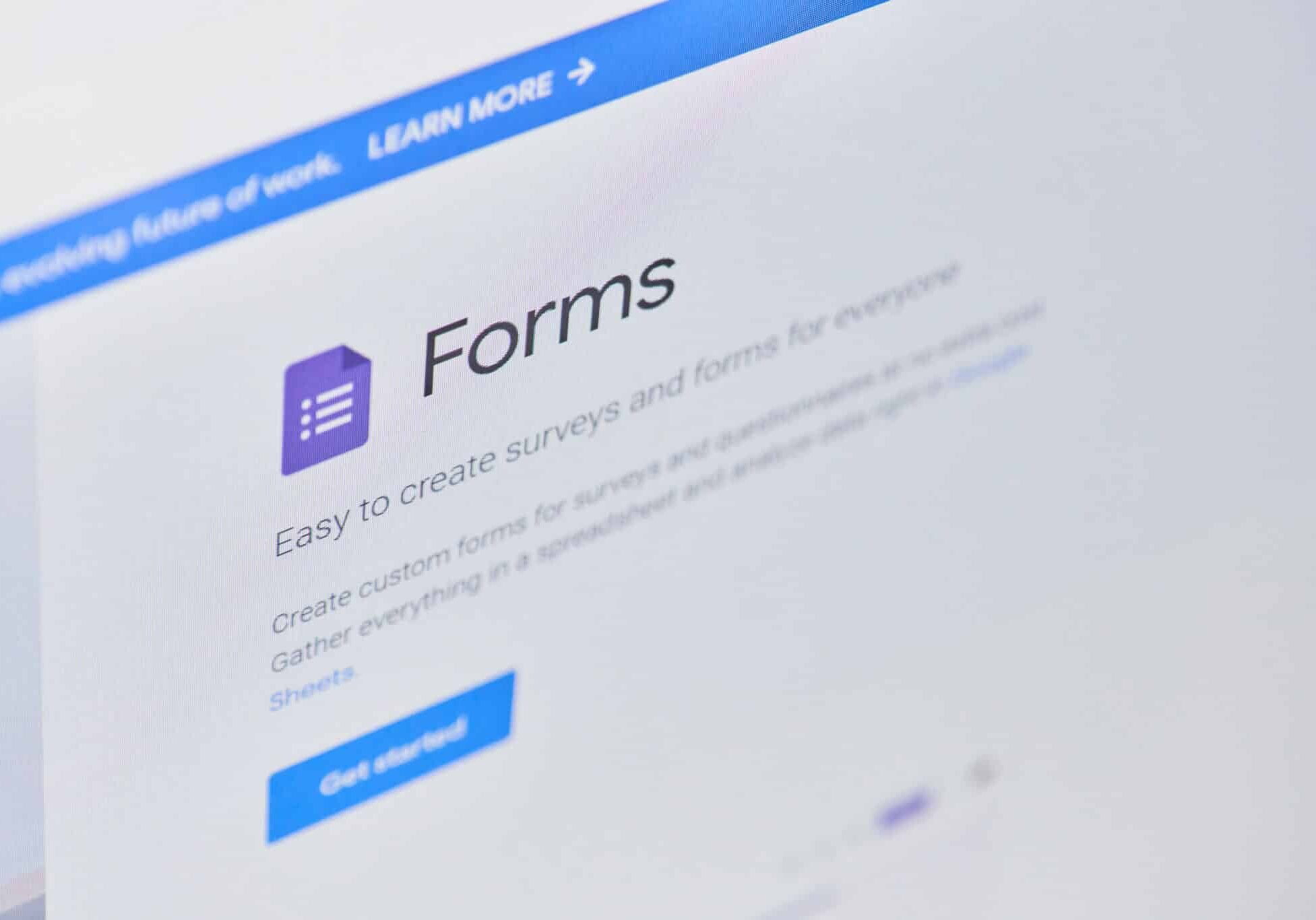 Google Forms Web Page On Computer Monitor