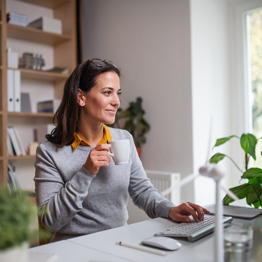 Businss woman working on computer