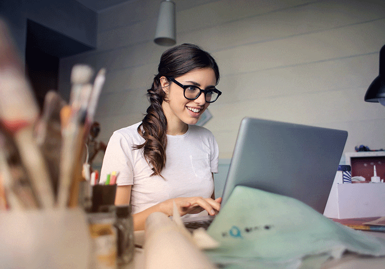 Small business owner on laptop