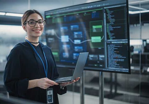 Woman On Laptop With It Board