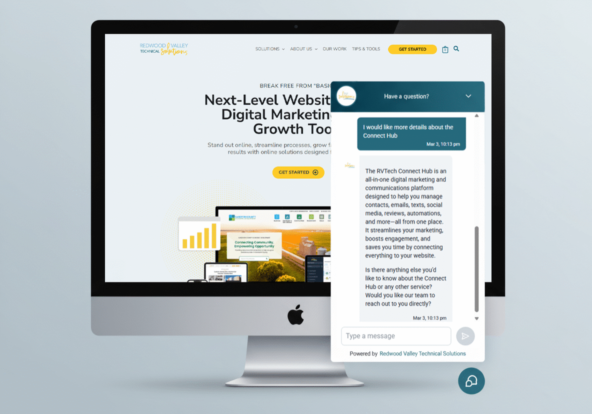 rvt chatbot conversation mockup